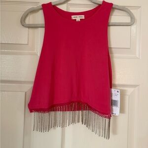 Moa Moa Vibrant Pink Crop Top with Fringe